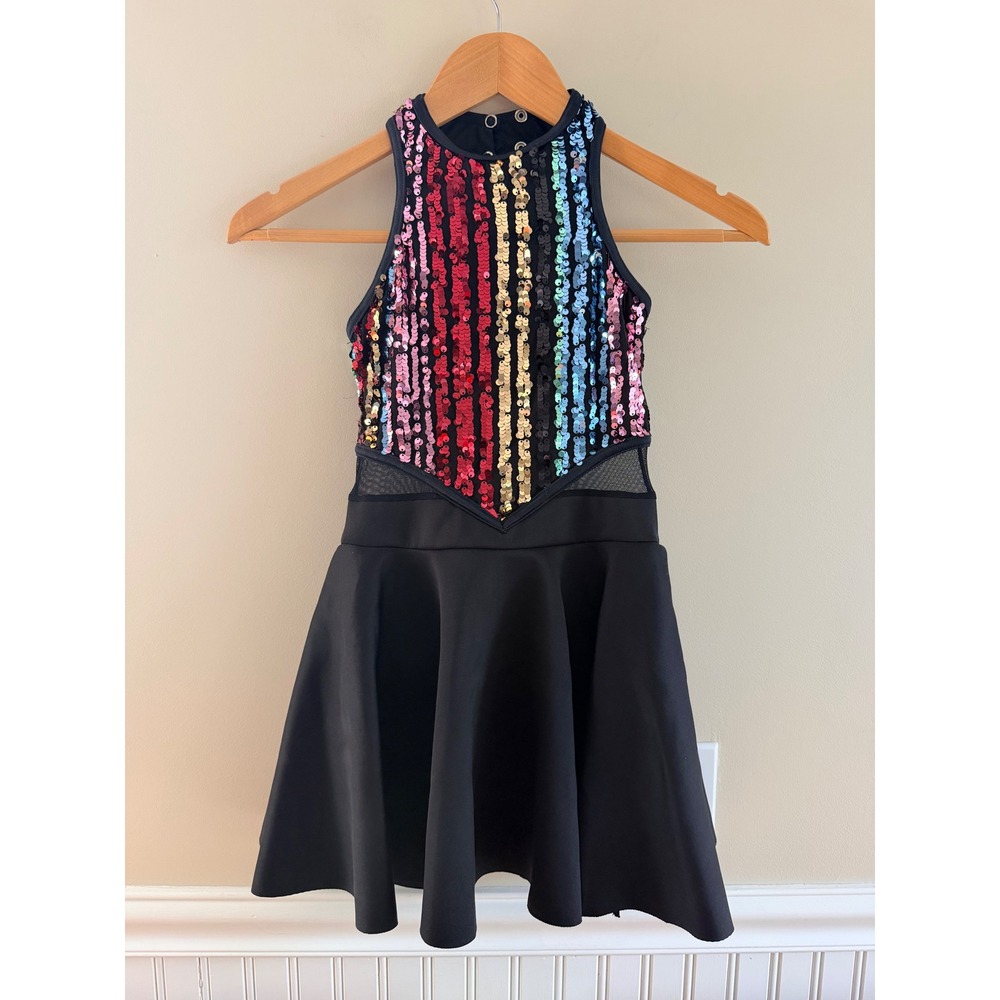 Weissman 11962 Rainbow Sequin Dance Costume Leotard Black MC